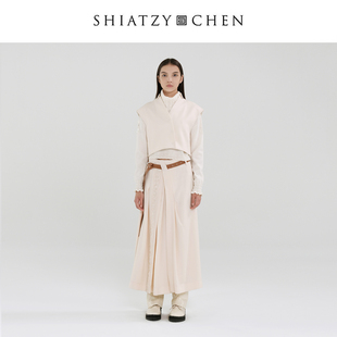 SHIATZY 夏姿·陈无边系列羊毛混纺系带刺绣半裙659372 CHEN