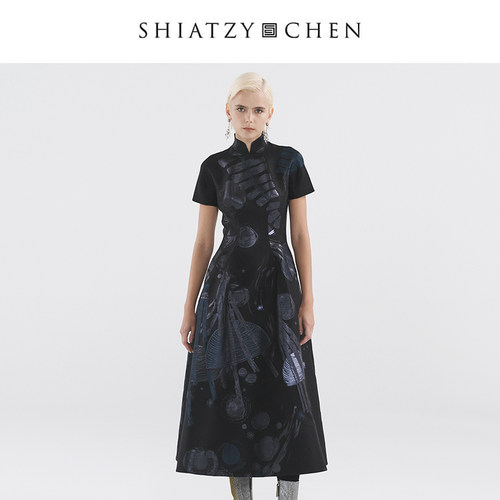SHIATZY CHEN/夏姿·陈墨沫系列立领提花连衣裙641425
