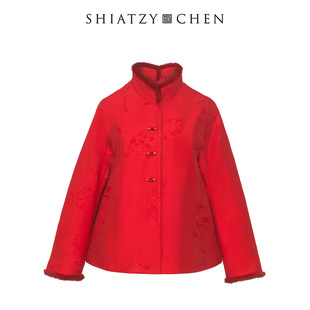 立领饰毛边提花棉袄659726 夏姿·陈26新年限定中式 SHIATZY CHEN