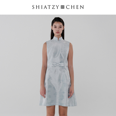 SHIATZY CHEN/夏姿·陈双漪系列立领无袖提花蝴蝶结连衣裙152535