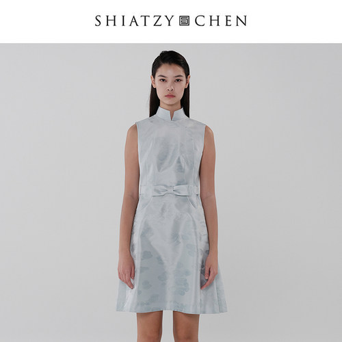 SHIATZY CHEN/夏姿·陈双漪系列立领无袖提花蝴蝶结连衣裙152535