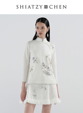 SHIATZY CHEN/夏姿·陈墨沫系列中式立领斜襟绣花针织衫646668