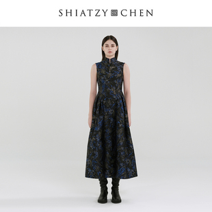SHIATZY 夏姿·陈无边系列丝棉混纺提花立领连衣裙659155 CHEN