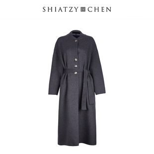 SHIATZY 夏姿·陈25年冬曲境系列羊毛混纺系带大衣658647 CHEN