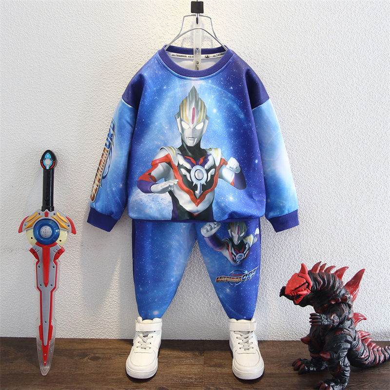 欧布奥特曼衣服儿童春装休闲洋气长袖家居服男童卫衣2022春款套装