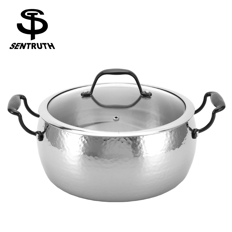 【粉红爷爷专享】SENTRUTH神厨24cm锤纹苹果型汤锅