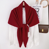 100%羊毛针织三角披肩女2025秋冬新款 纯色高级感时尚 洋气保暖围脖