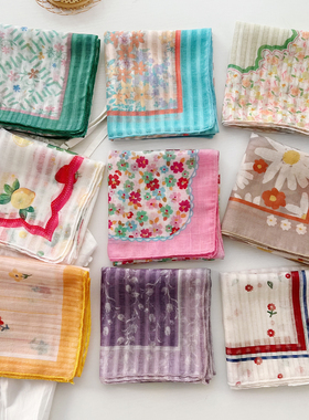 韩国ins风新款碎花小方巾少女包头巾丝巾绑发小飘带装饰领巾