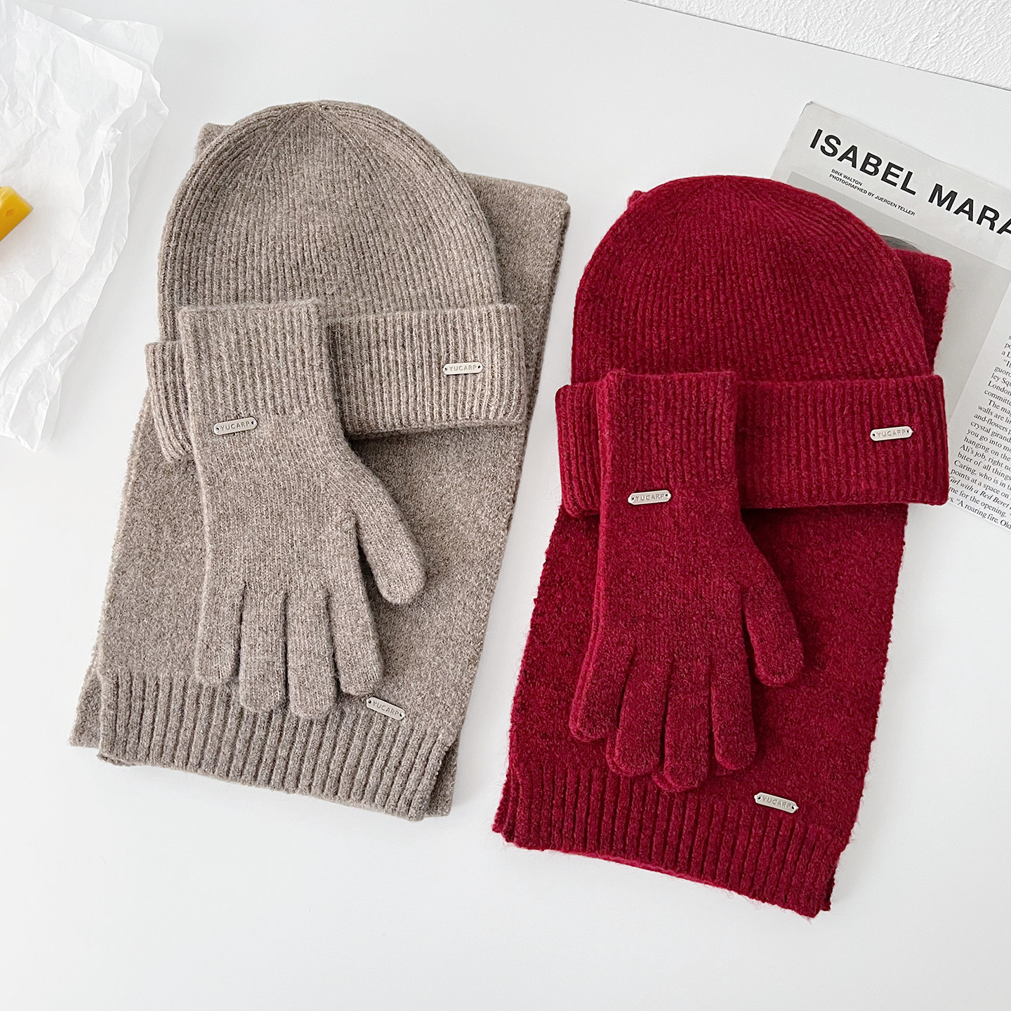 羊毛混纺围巾手套帽子三件套冬季防寒套头保暖针织帽护颈防风围脖,服饰配件/皮带/帽子/围巾,三件套,淘宝优惠券,粉丝福利购,淘宝优惠卷