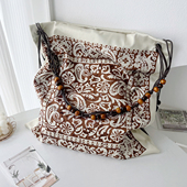 2025春夏新款 慵懒风艺术印花法式 度假单肩手提包波西米亚风女包