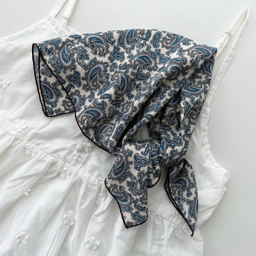 Японский шарф, ретро летний шейный платок, осенняя повязка на голову, цветочный принт