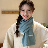 窄版 日系小围巾女冬季 保暖纯色针织围脖学生韩版 新款 情侣款 百搭