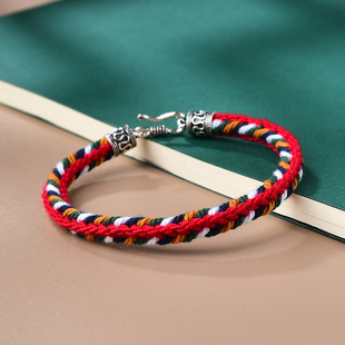 真安顺国风手链银闺蜜女生款新中式红手绳本命年平安彩绳运气圆满