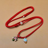 桑蚕丝高档红绳男女足银腰链棒棒糖马本命年腰绳真丝纤维皇后新款