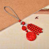 原创国风钥匙扣高颜值手工编织车挂件朱砂流苏红砂民族包挂男女款
