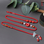 2023兔本命年红绳腰链天然帝王朱砂玉石桃木红腰带男女款 民族风
