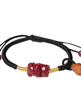 天然朱砂本命年兔桃核