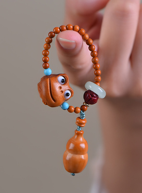 真安顺国朝民族风呱呱手持念珠迷你橄榄核雕葫芦手把文玩静心佛珠