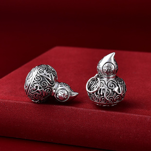 999足银葫芦吊坠男银项链女空心可打开挂坠复古银饰品情侣挂件银