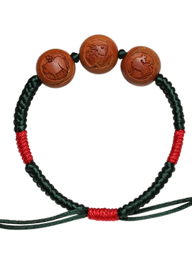 桃核红绳三六合手链猪兔羊龙蛇