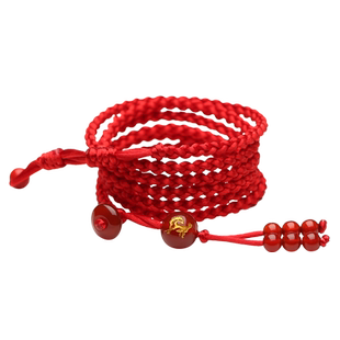真安顺生肖属马本命年红腰带平安扣马到功成红绳腰红玛瑙链转运珠