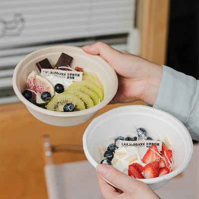 冷萃酸奶碗一次性草帽碗纸浆碗