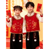 拜冬年服喜庆儿童新年拜年服男童女童套装 兄妹唐装 2026马年新年服