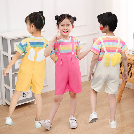 儿童啦啦队演出服女童幼儿园表演服男童短袖套装幼儿园毕业服装