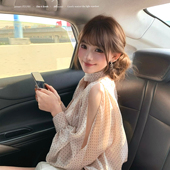 花季 奈奈 优雅系带领设计衬衫 甜水仙 春季 蕾丝花边V领气质上衣女