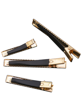 DIY饰品配件高品质金色金属黑皮套防滑加厚鸭嘴夹不伤发弹簧方夹