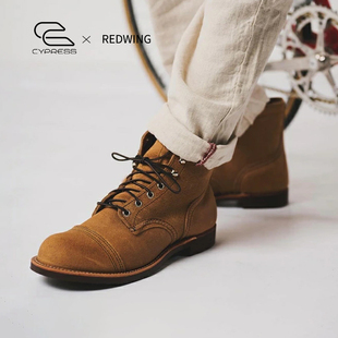 Red Wing红翼8083男鞋工装靴6寸铁道工D头翻毛皮牛皮浅褐色马丁靴