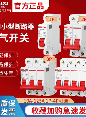 德力西DZ47S空气开关1P空开2P家用3P小型断路器32A 40A 63A总电闸