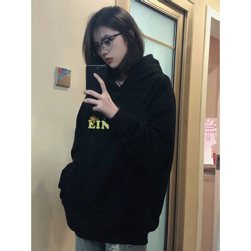 韩版chic慵懒风白色连帽卫衣女秋冬2025年新款小个子时尚套头上衣