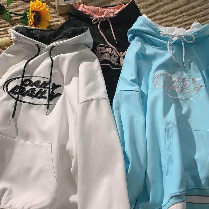 2022秋冬新款情侣卫衣男女薄款设计感小众圆领宽松韩版潮ins外套