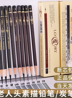 老人头素描铅笔2B4B6B8B4H初学者速写素描铅笔12B14BEE特浓软中硬炭笔美术生专用专业写生入门绘画工具套装