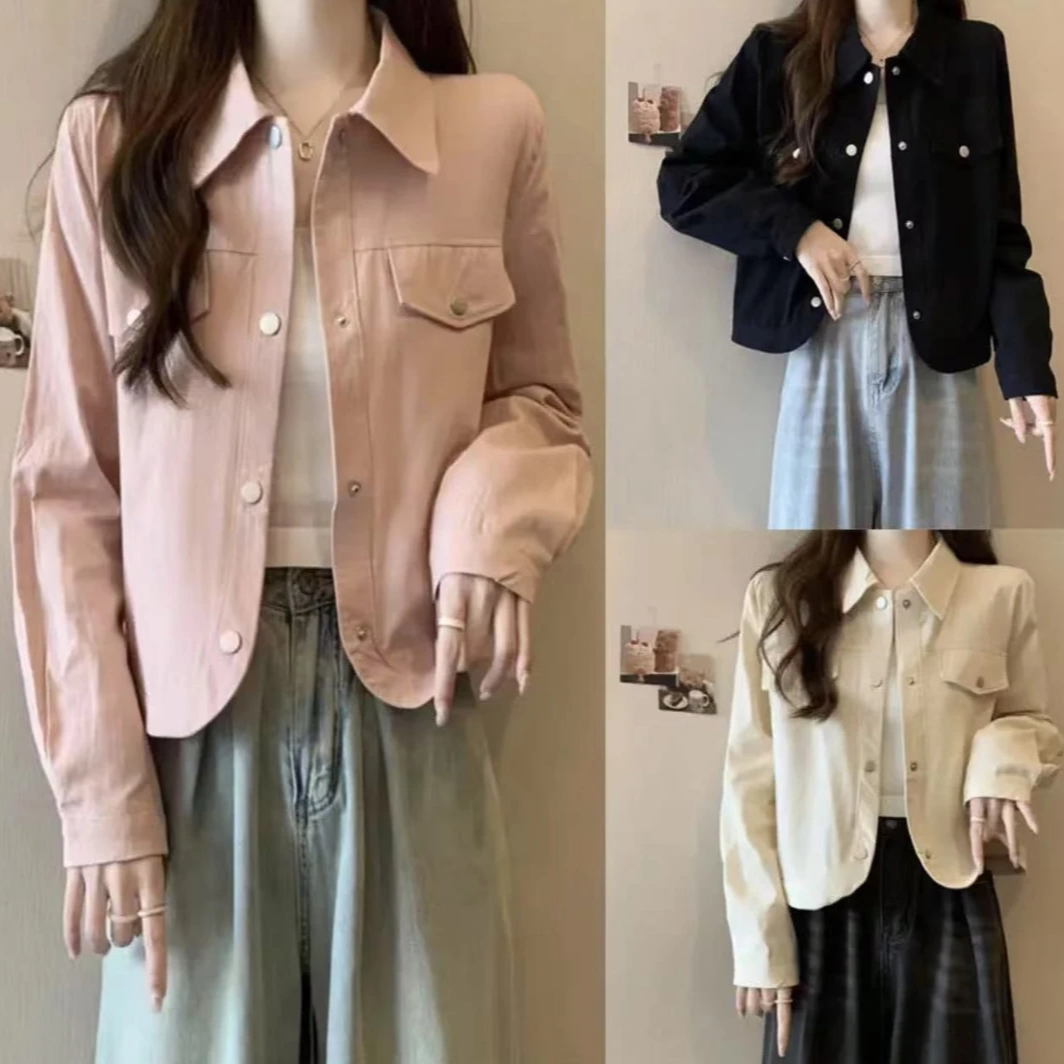 大码胖mm韩版工装休闲百搭显瘦外套女春季宽松遮肉减龄上衣9258