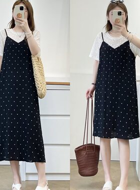 洋气减龄小花假两件短袖连衣裙女
