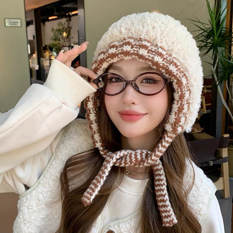 秋冬季巴拉克拉帽防寒保暖毛绒包头帽子女户外遮脸甜美可爱雷锋帽