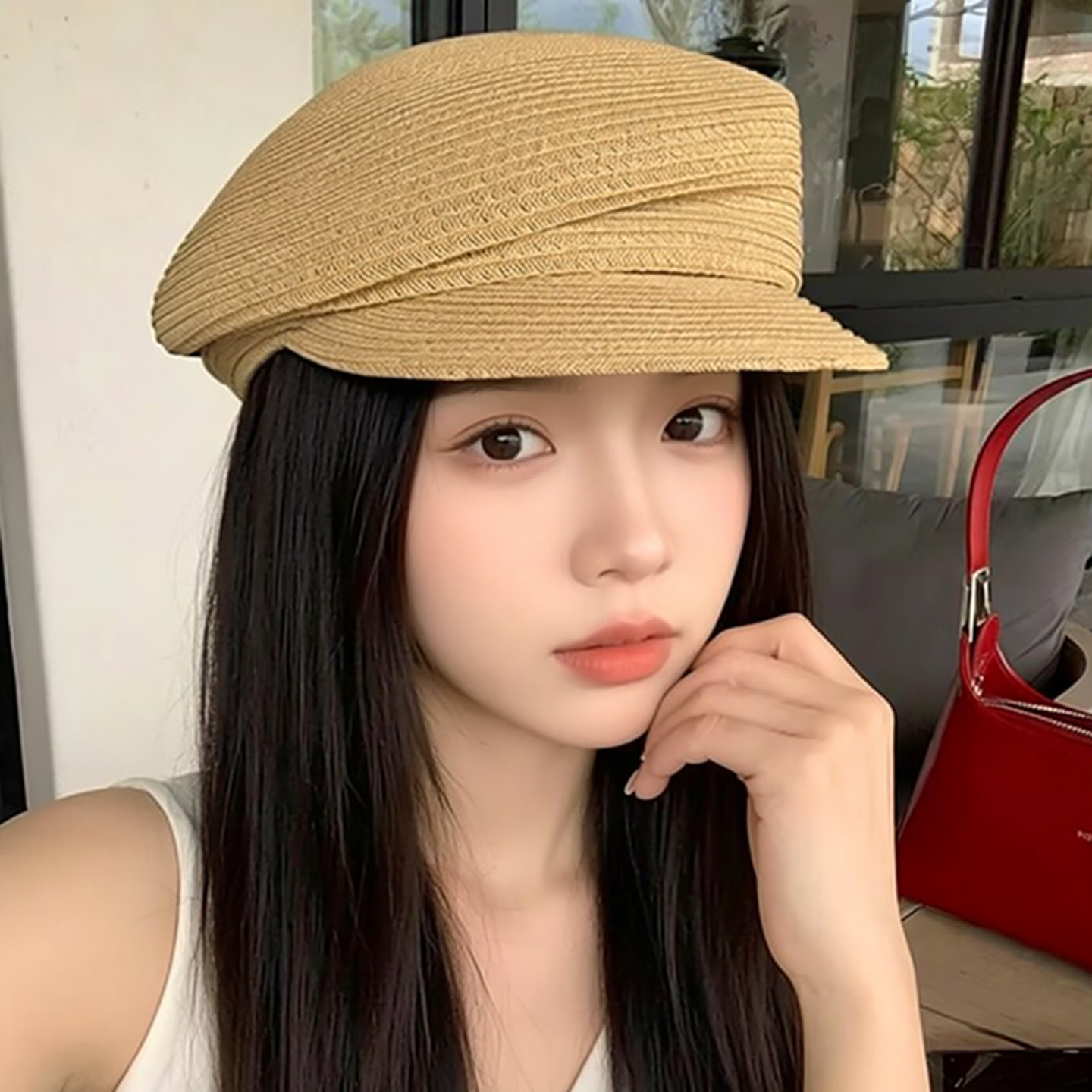 2026新款名媛风帽子女春夏季法式优雅草帽透气百搭贝雷帽八角帽潮