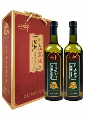 山神压榨山茶油常山油茶籽油 高端食用油植物油750ml*2礼盒装