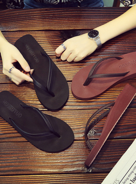 人字拖女夏时尚海边韩版沙滩坡跟厚底外穿平底外出防滑夹脚凉拖鞋