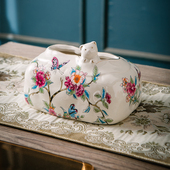 创意法式 美式 纸巾盒客厅轻奢陶瓷抽纸盒复古纸抽盒欧式 高档摆件