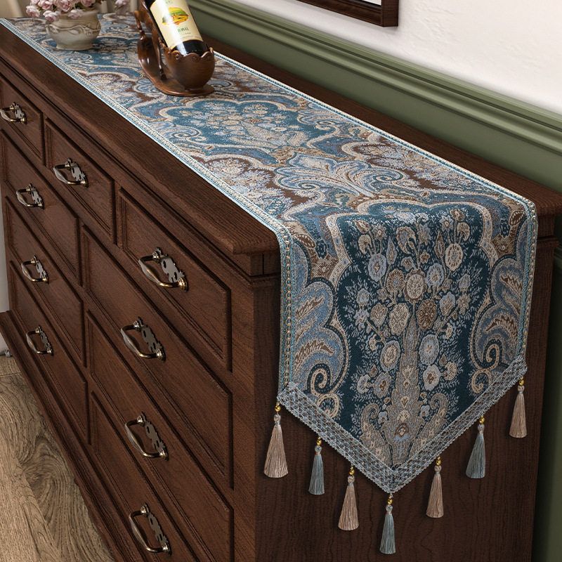 桌旗美式茶几布北欧式餐桌布奢华高档床旗现代简约茶席电视柜盖布