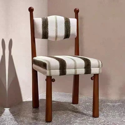 王子椅实木餐椅家用餐桌椅靠背椅子餐厅法式中古椅子侘寂风复古风