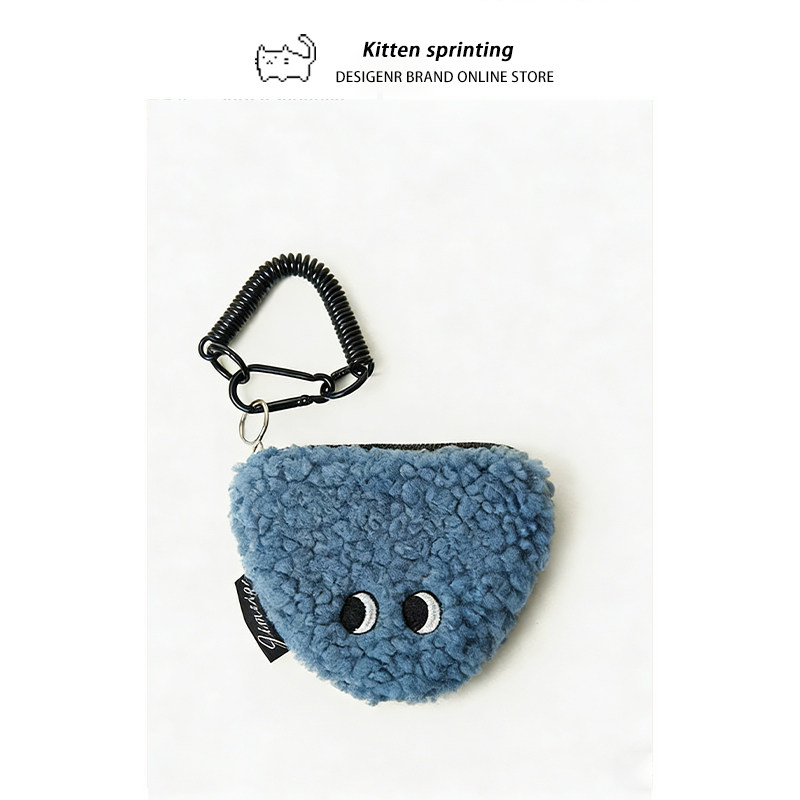 可爱饭团包包挂件毛绒耳机包迷你收纳包少女心便携带钥匙扣零钱包