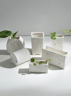 简约素烧水培白色陶瓷多肉花盆创意家居现代摆件桌面装饰