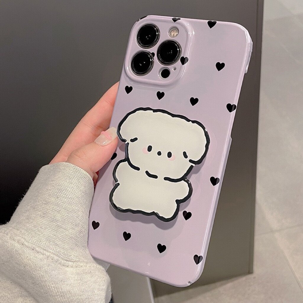 紫色爱心iphone15PROMAX手机壳亮面硬壳13mini适用苹果14plus全包菲林壳12