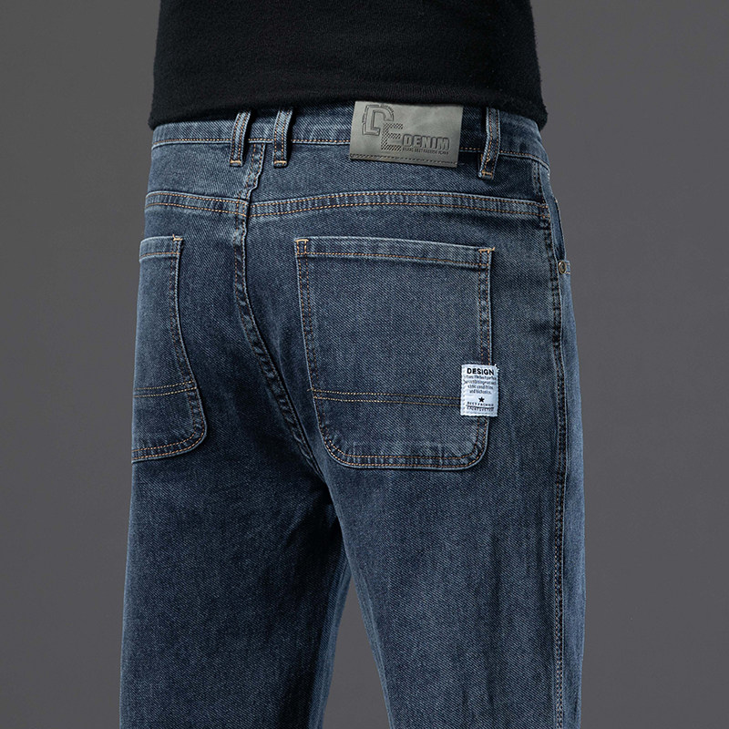 正品阔腿高腰深裆宽松直筒牛仔裤男装外贸原单秋季新款加绒男长裤