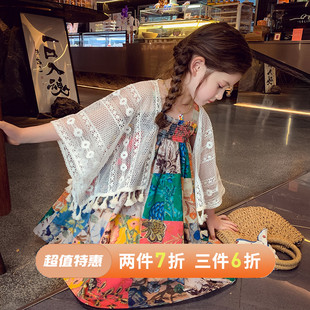 女童连衣裙夏装2026新款小女孩波西米亚印花吊带裙儿童海边度假裙