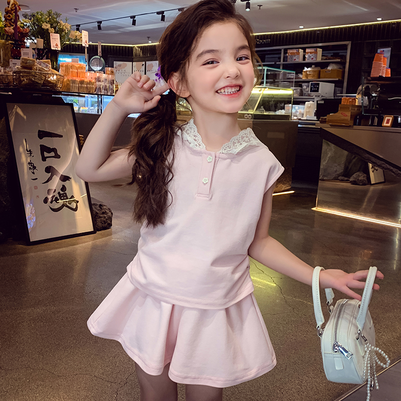 女童套装夏装2025新款洋气儿童背心短裤运动套装小女孩休闲两件套